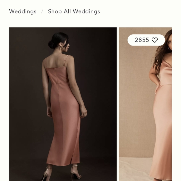 BHLDN Cali Satin Cowl-Neck Midi Slip Dress size 16 - Picture 4 of 6